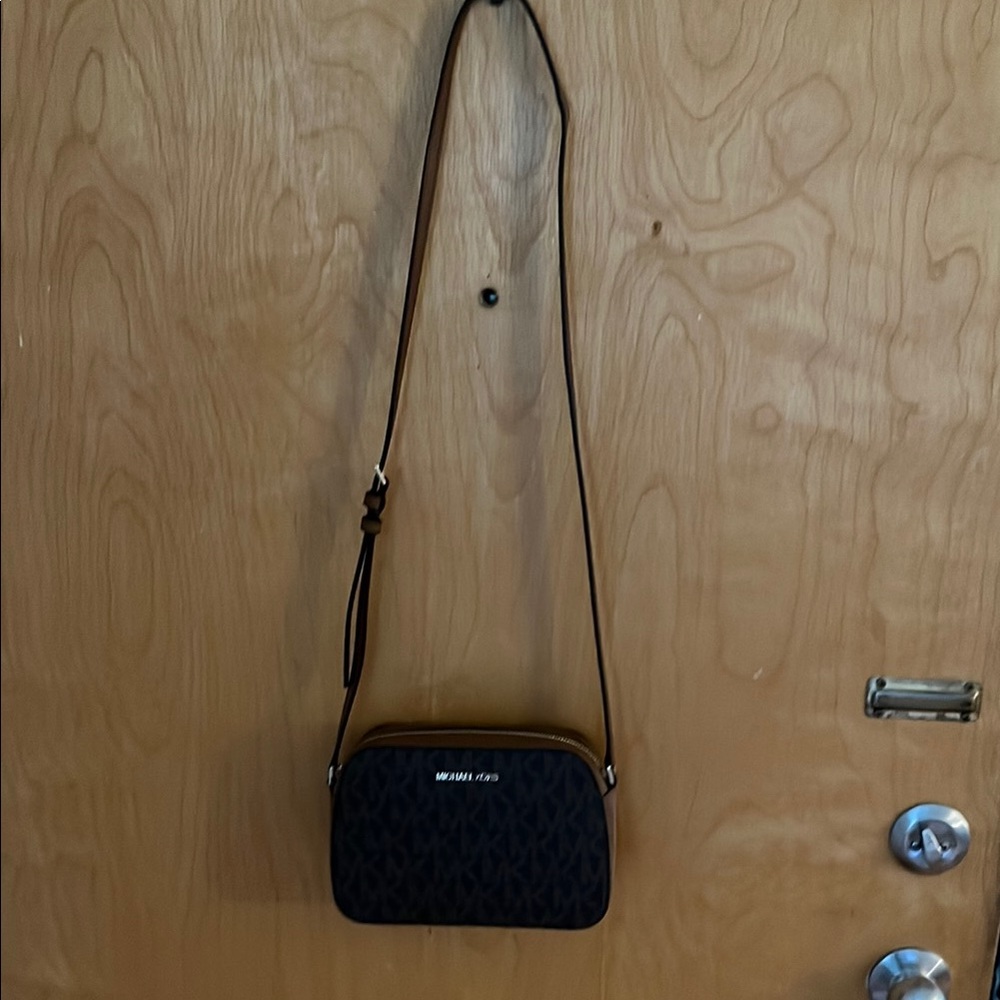Michael Kors Brown Mk Logo Minimalist Crossbody Bag